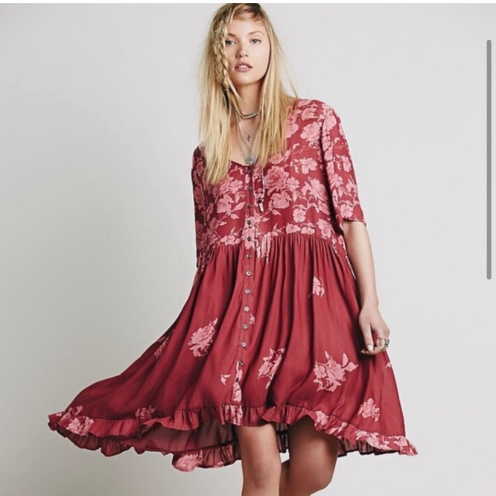 FREE PEOPLE Road Trip Dress Red Large